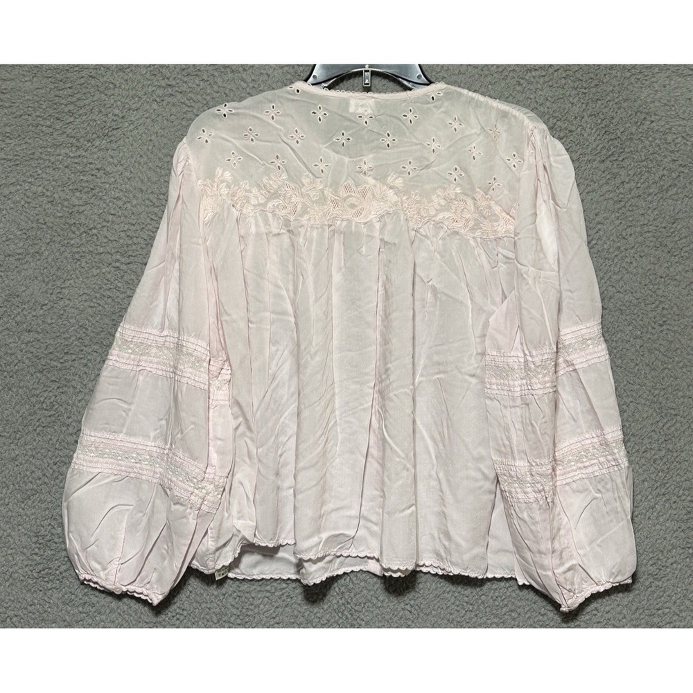 Wilfred Aritzia Pink Floral Eyelet Blouse Womens M Sheer Boho Whimsical - Picture 10 of 10